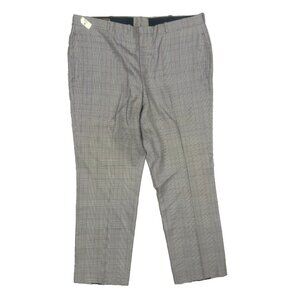 Vintage 1960s Dress Pants Glen Check Wool Trousers Grey 36x30